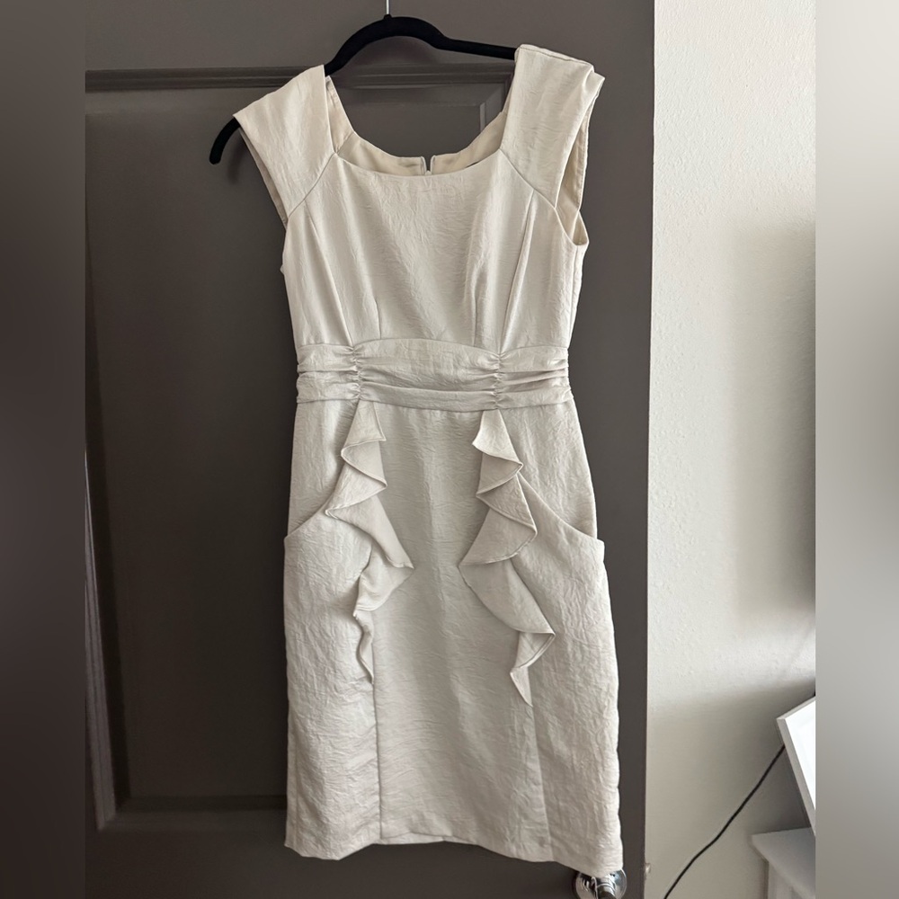 Nanette Lepore Cream Ruffle Sheath Dress